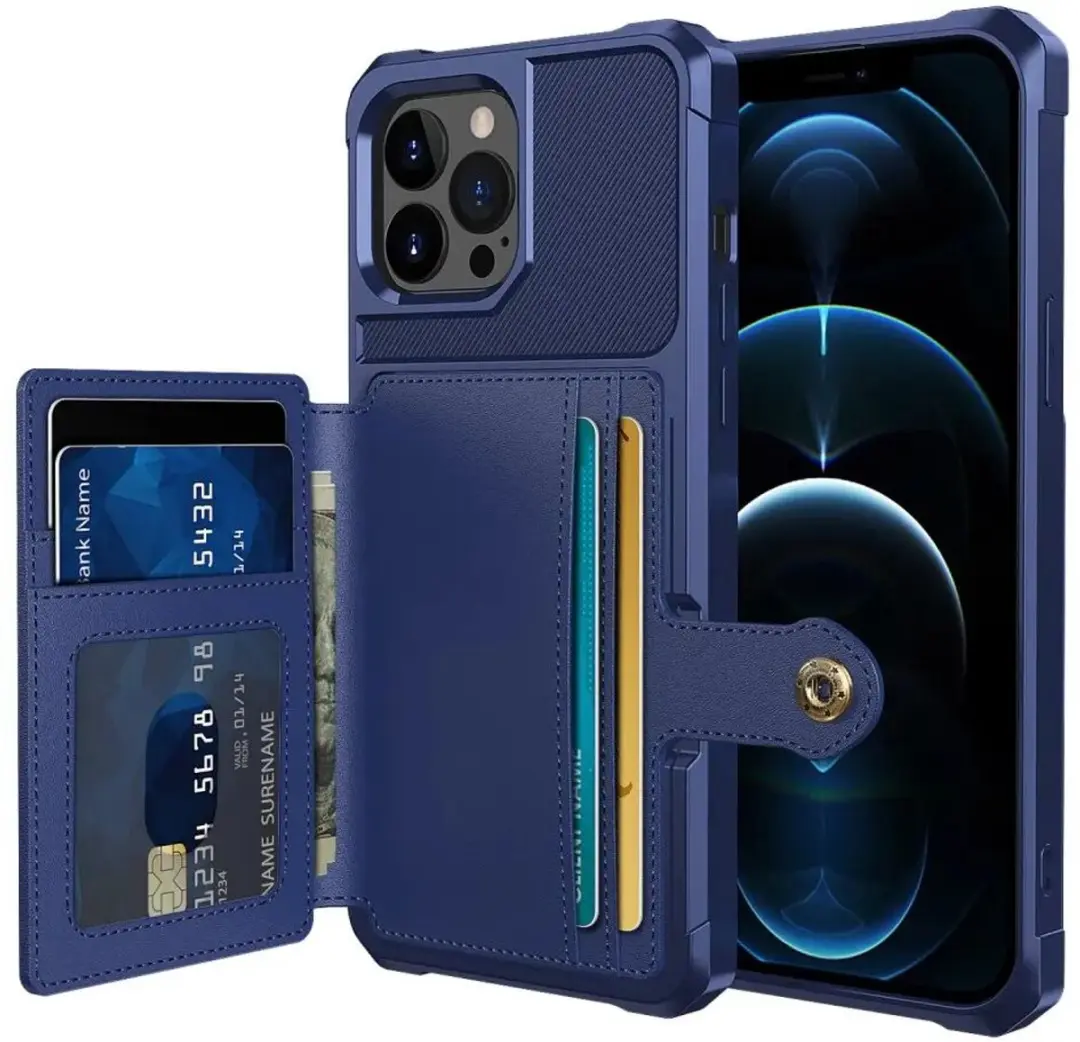 Selected Portemonnee Hoesje iPhone 13 Pro - Blauw - 4 Pasjes