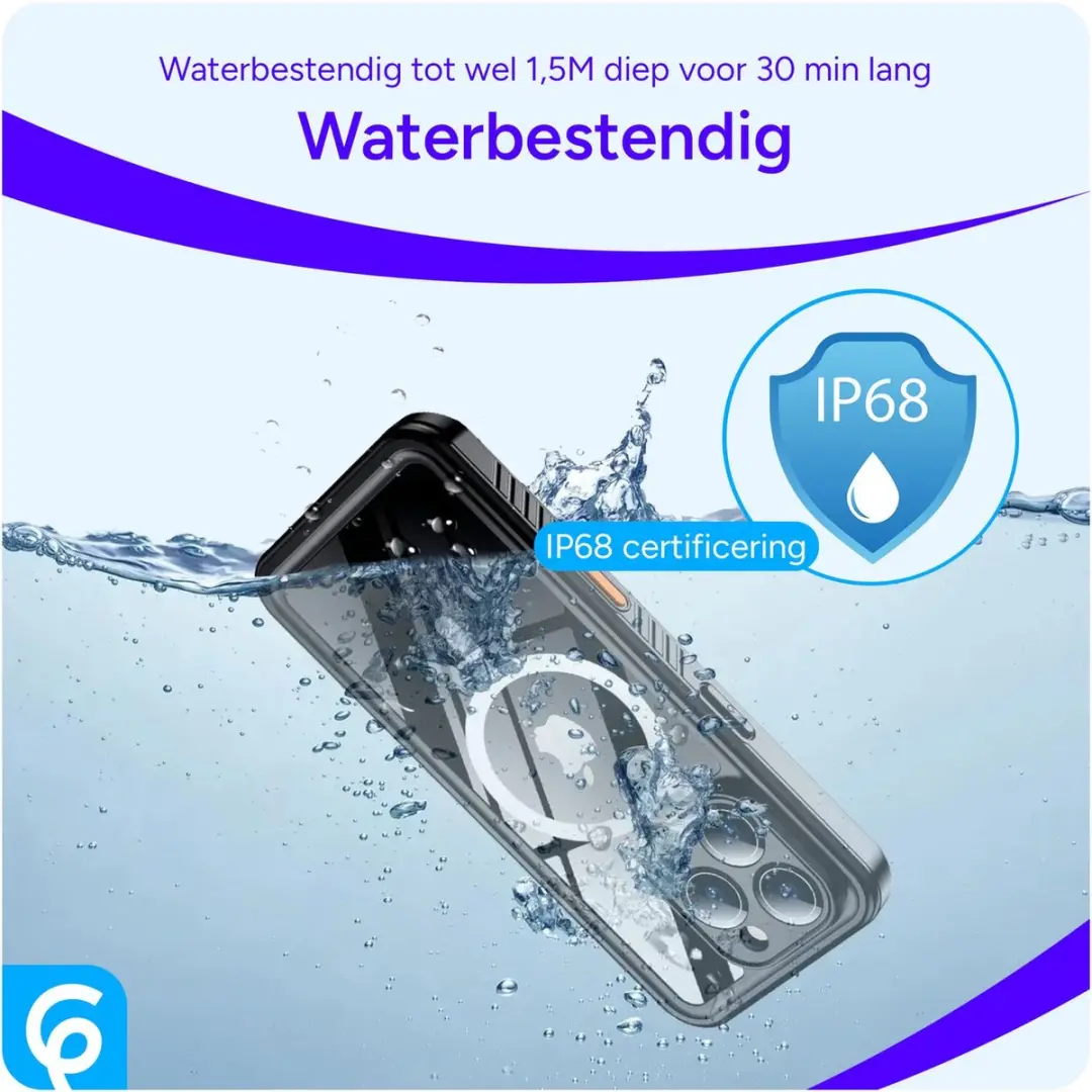 Selected SBG Outdoor iPhone 16/17 Hoesje Waterdicht - IP68 - Zwart/Transparant