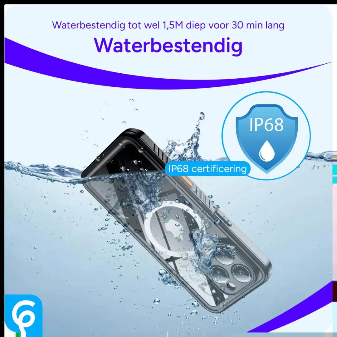 Selected SBG Outdoor iPhone 16/17 Hoesje Waterdicht - IP68 - Zwart/Transparant