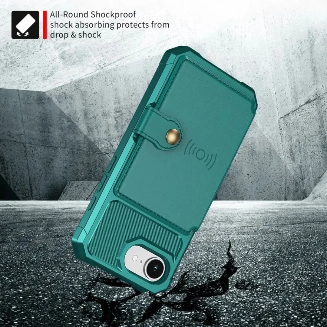 Selected Portemonnee Hoesje iPhone 16/17 Groen - 4 Pasjes