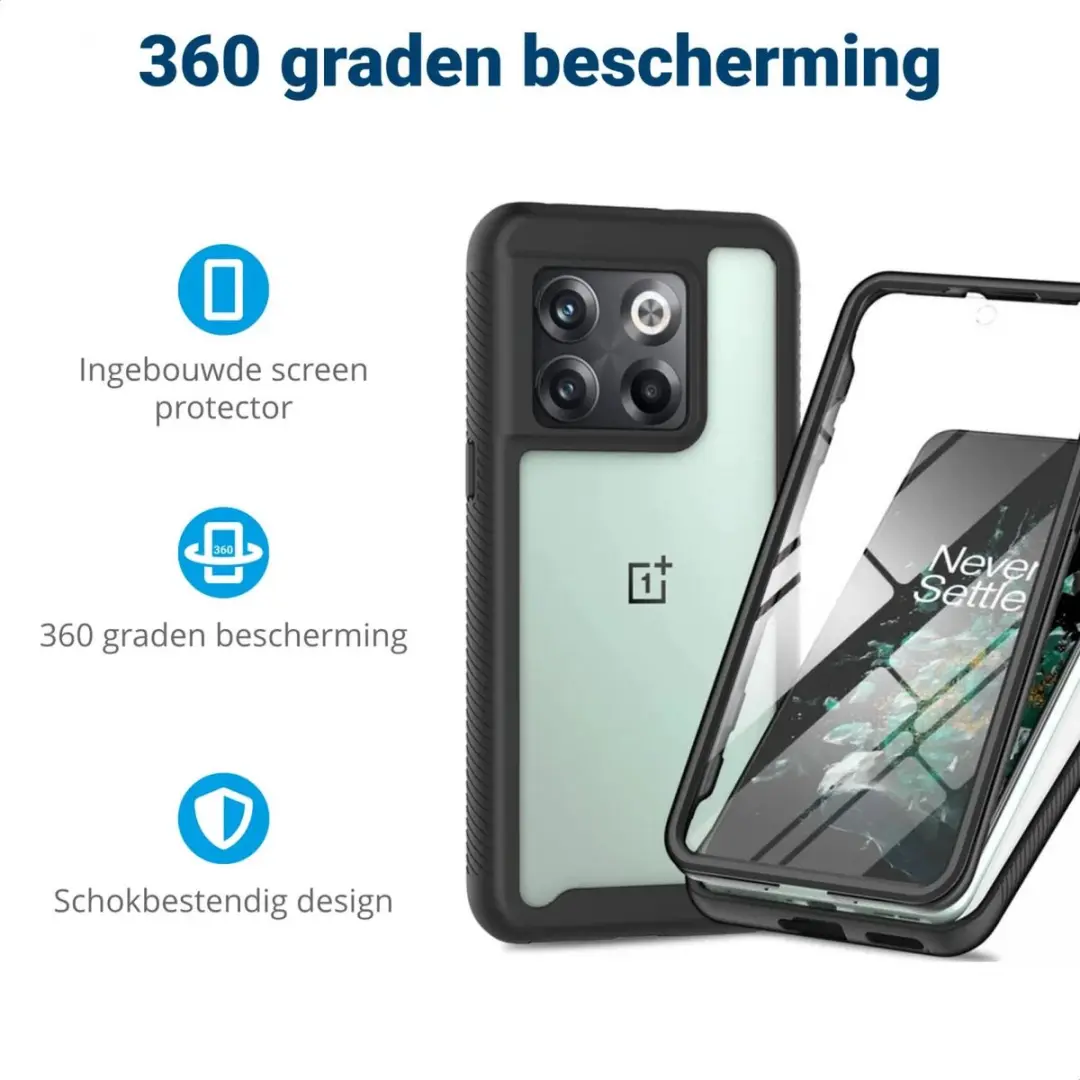 OnePlus 10T Hoesje - Full Protect - Zwart/Transparant