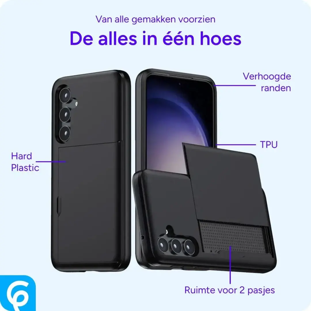 Selected Hoesje Samsung Galaxy A55 - Kaarthouder 2 Pasjes - Zwart