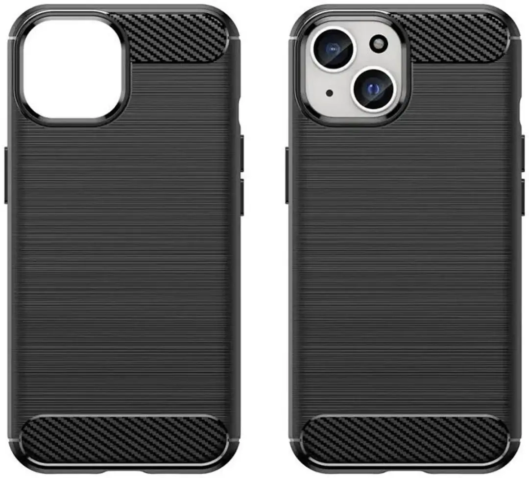 Selected Geborsteld TPU Hoesje iPhone 15 - Zwart