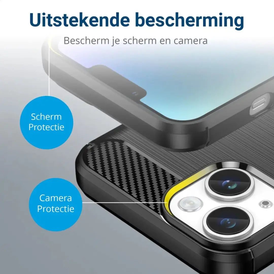 Selected Geborsteld TPU Hoesje iPhone 15 - Zwart