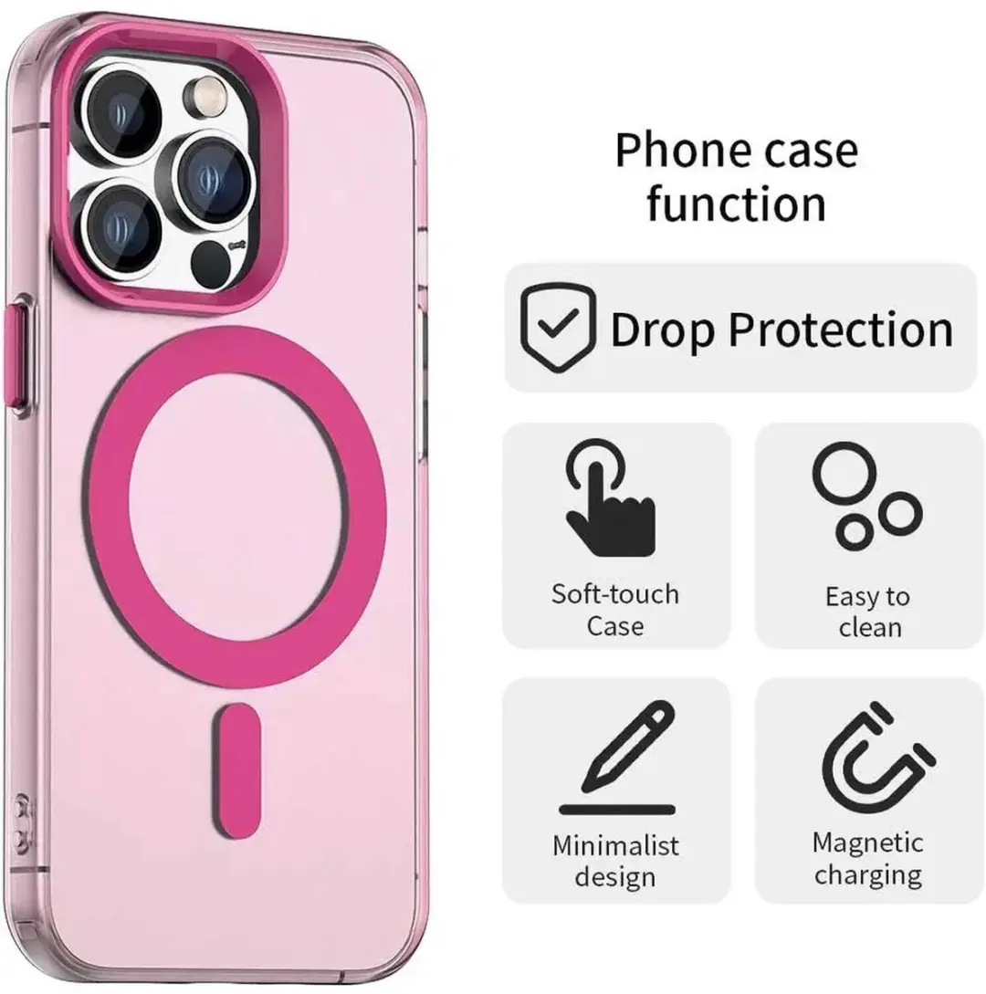 Selected MagSafe Backcover iPhone 14 Pro - Roze & Transparant - afbeelding 6 van 6