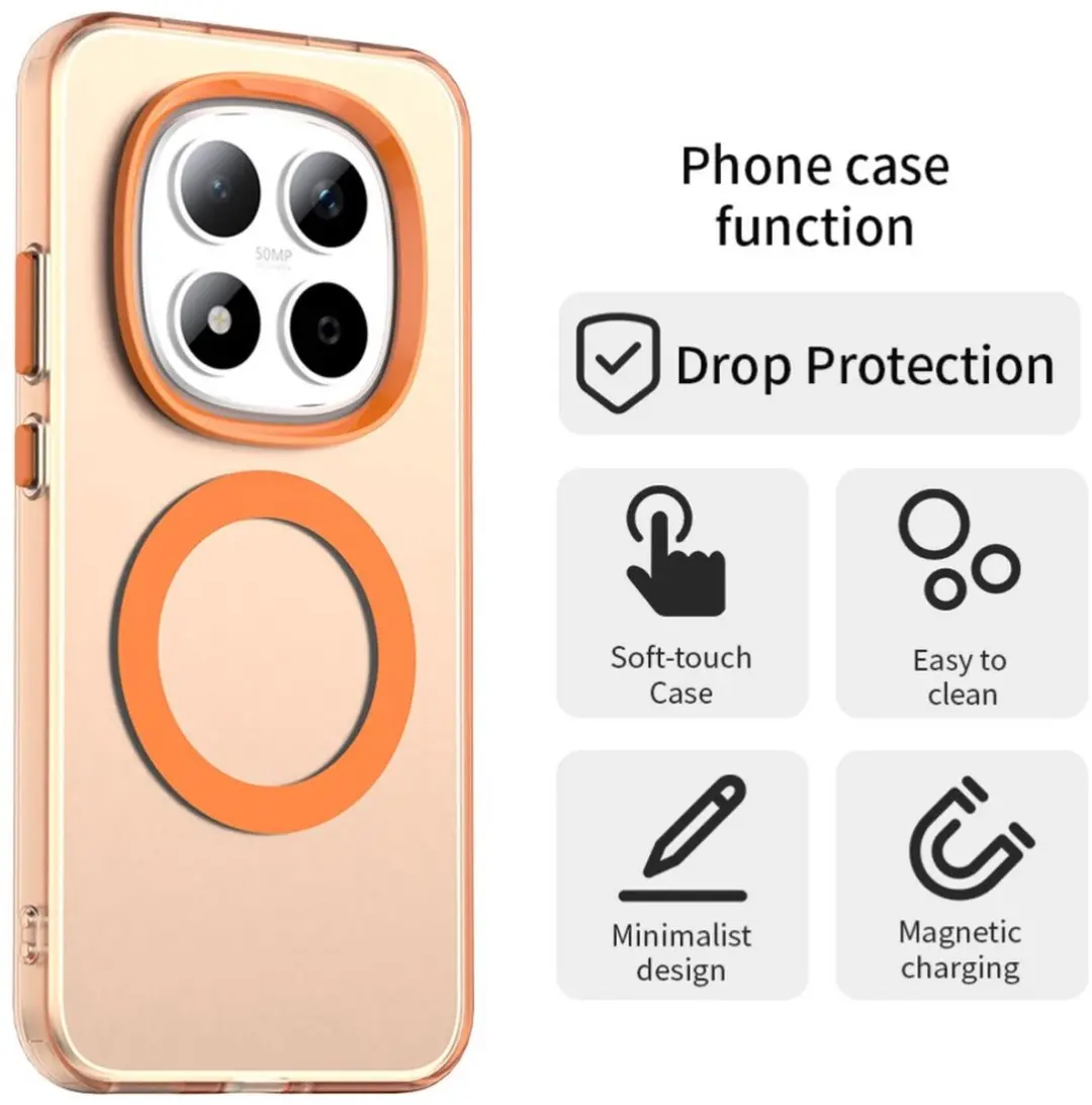Selected MagSafe Backcover Xiaomi Redmi Note 15 Pro 5G - Oranje & Transparant