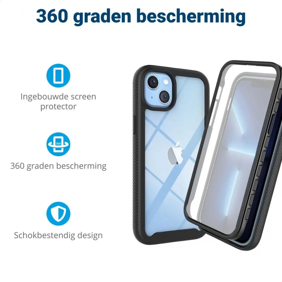 Selected by GSMpunt Hoesje iPhone 14 Plus Full Protect - Zwart/Transparant