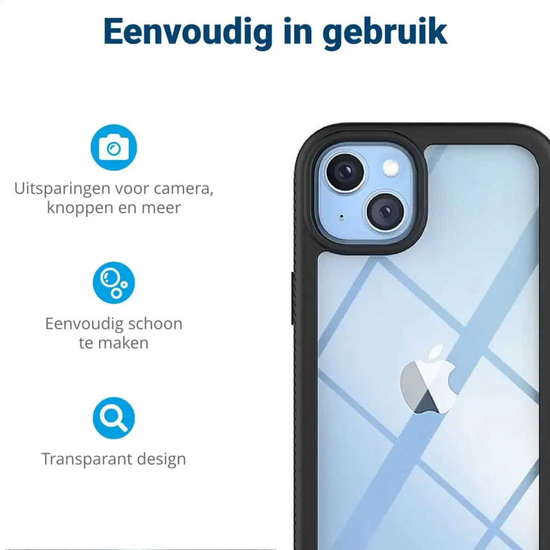 Selected by GSMpunt Hoesje iPhone 14 Plus Full Protect - Zwart/Transparant