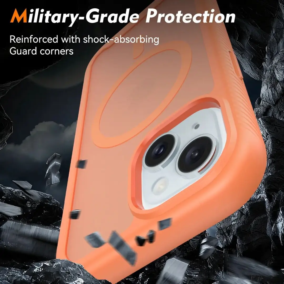 Selected by GSMpunt.nl iPhone 15 Hoesje Matte Oranje - Ingebouwde Screenprotector - afbeelding 6 van 6