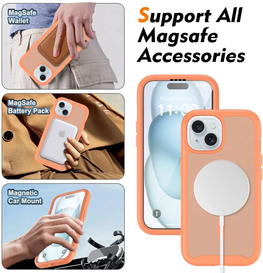 Selected by GSMpunt.nl iPhone 15 Hoesje Matte Oranje - Ingebouwde Screenprotector