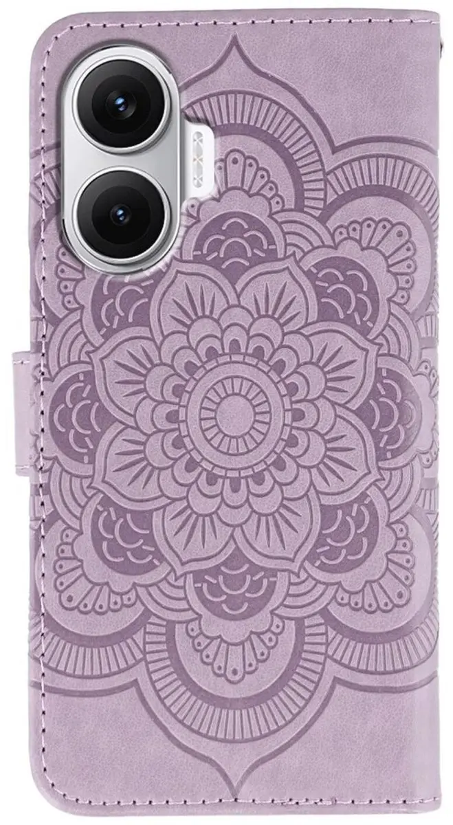 Selected Hoesje Xiaomi Poco F7 Mandala Book Case - Paars - 3 Pasjes