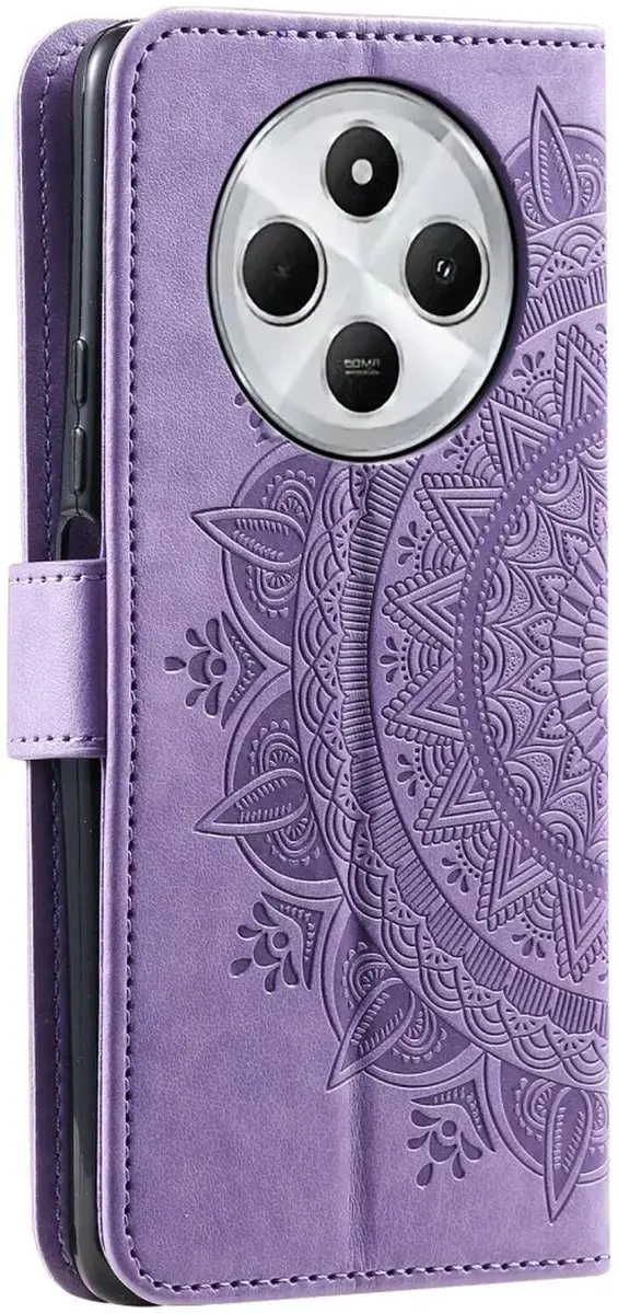 Selected Hoesje Mandala Book Case Xiaomi Redmi 14C - 3 Pasjes - Paars - afbeelding 6 van 6