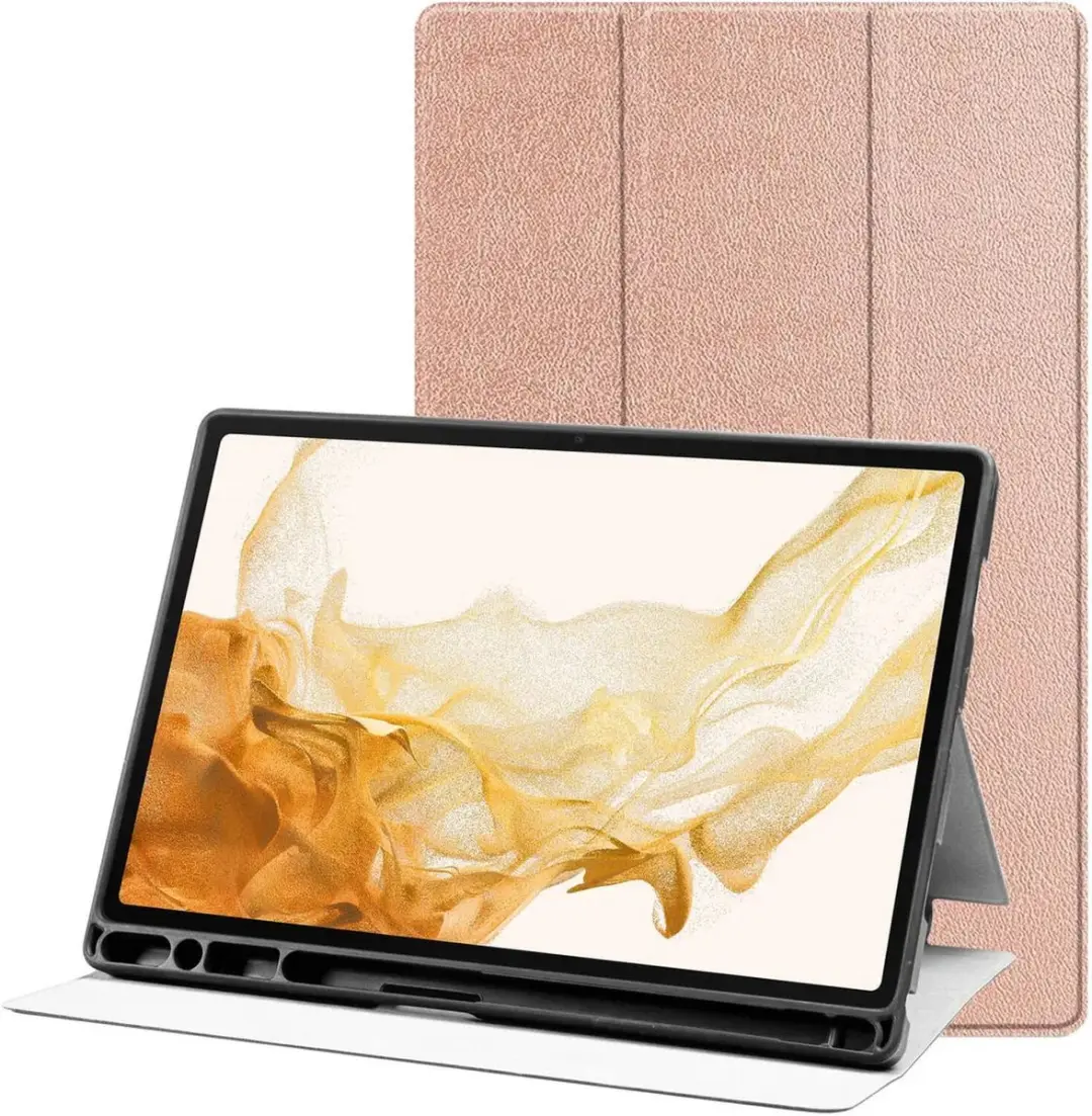 Selected Tablethoes Samsung Galaxy Tab S8+/S7+/S7 FE Tri-Fold Luxe Roze