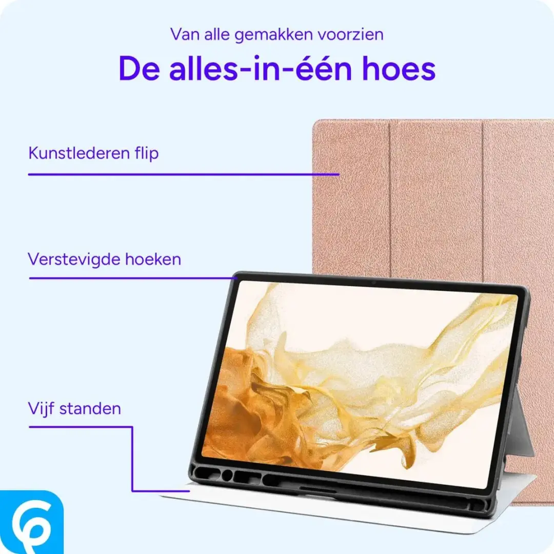 Selected Tablethoes Samsung Galaxy Tab S8+/S7+/S7 FE Tri-Fold Luxe Roze