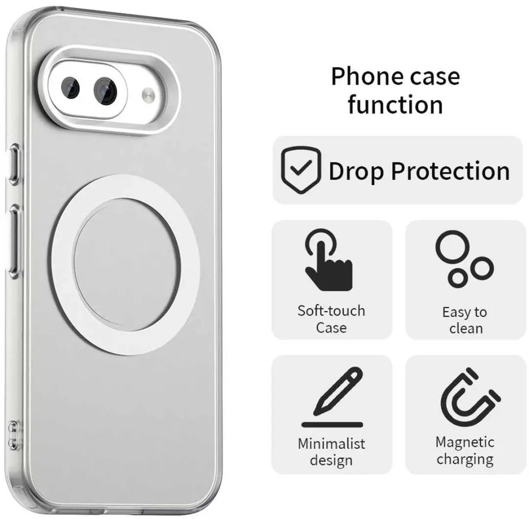 Selected MagSafe Backcover Hoesje Google Pixel 9a - Wit & Transparant