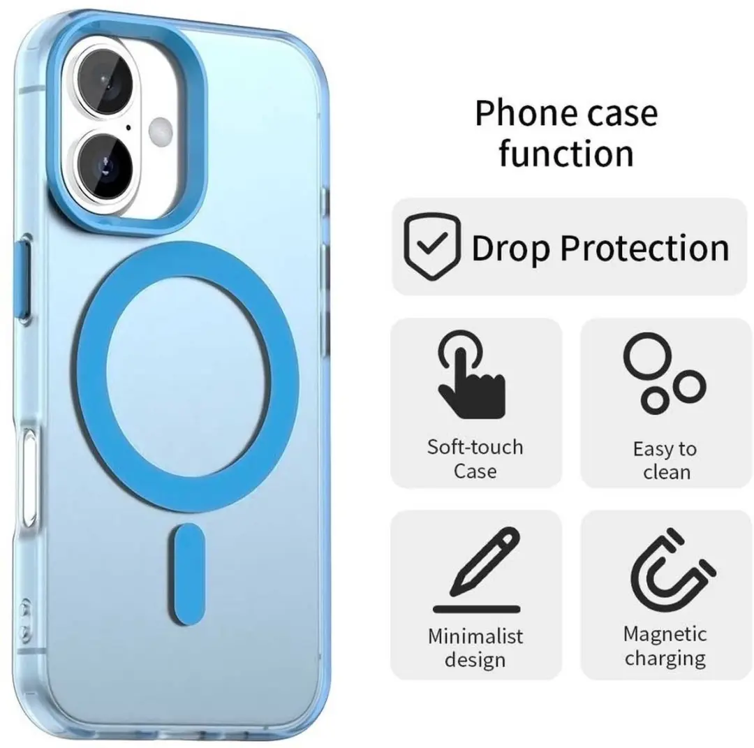 Selected MagSafe Backcover iPhone 16 - Blauw & Transparant - afbeelding 6 van 6