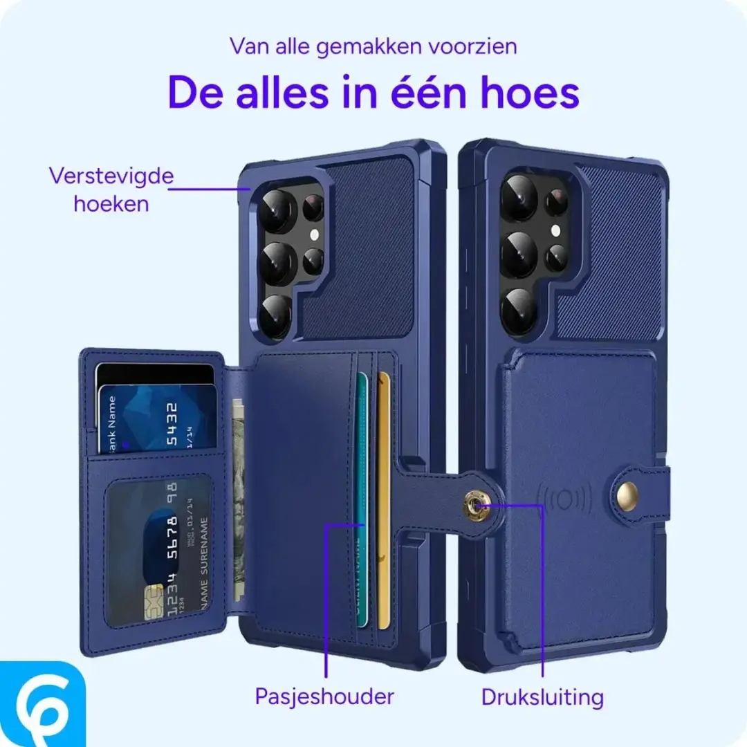 Selected Portemonnee Hoesje Samsung Galaxy S24 Ultra - 4 Pasjes - Blauw - afbeelding 6 van 6
