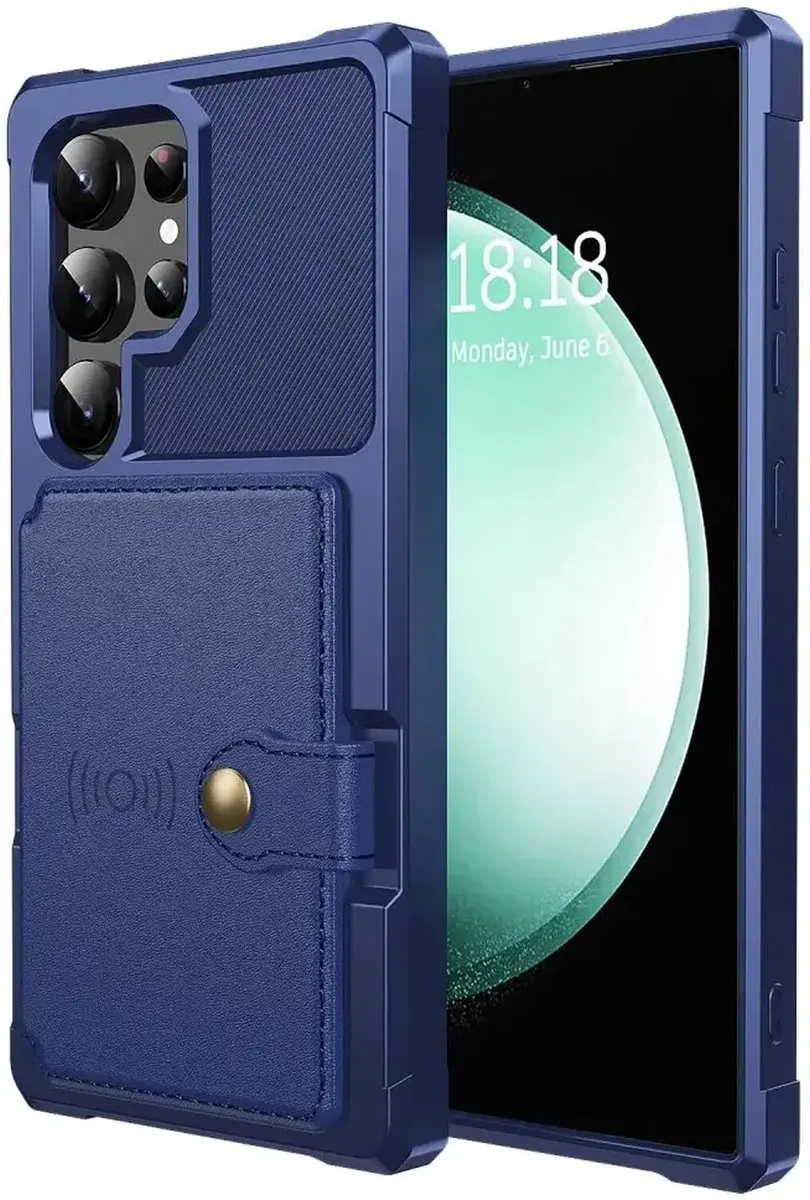 Selected Portemonnee Hoesje Samsung Galaxy S24 Ultra - 4 Pasjes - Blauw