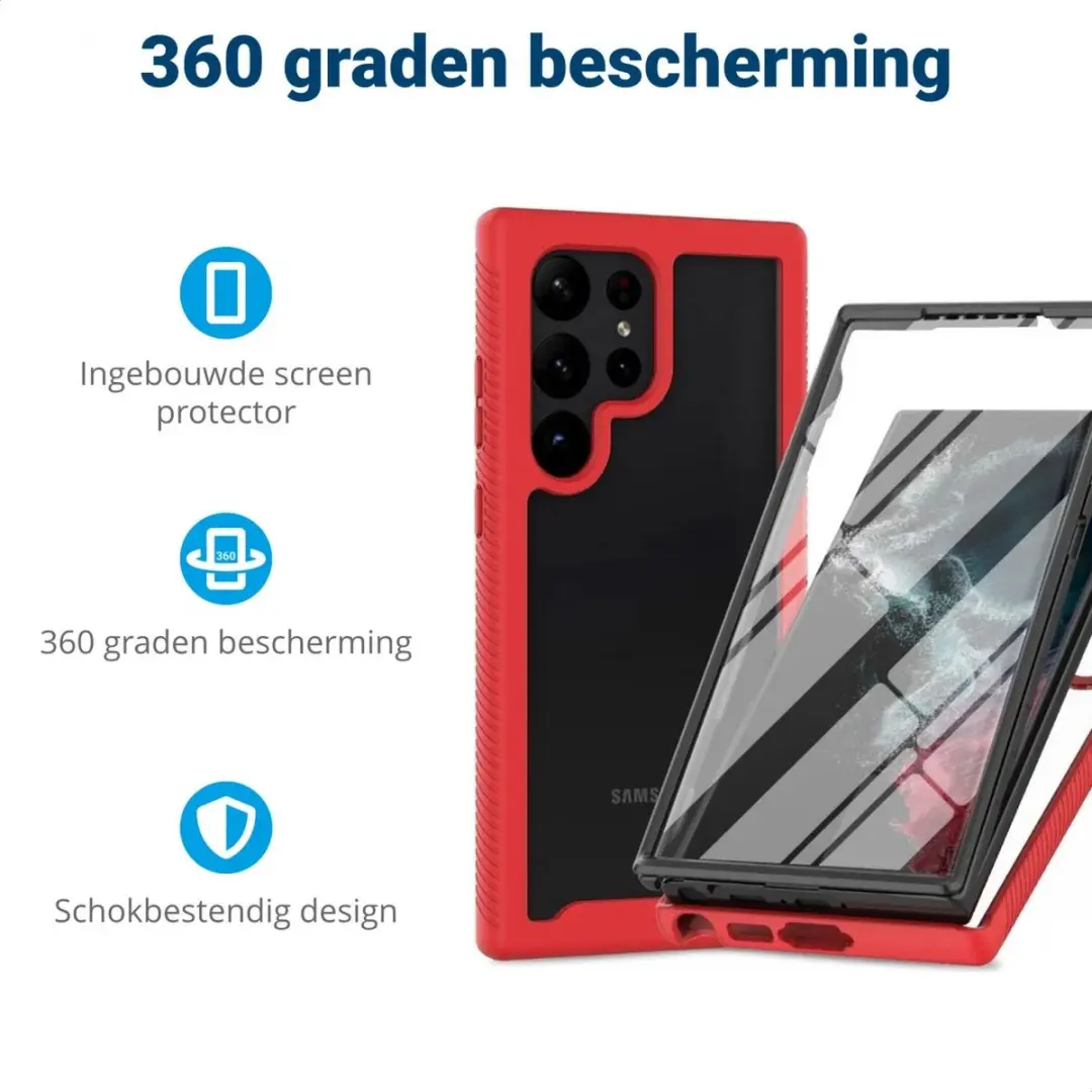 Selected Full Protect Hoesje Samsung Galaxy S23 Ultra - Rood