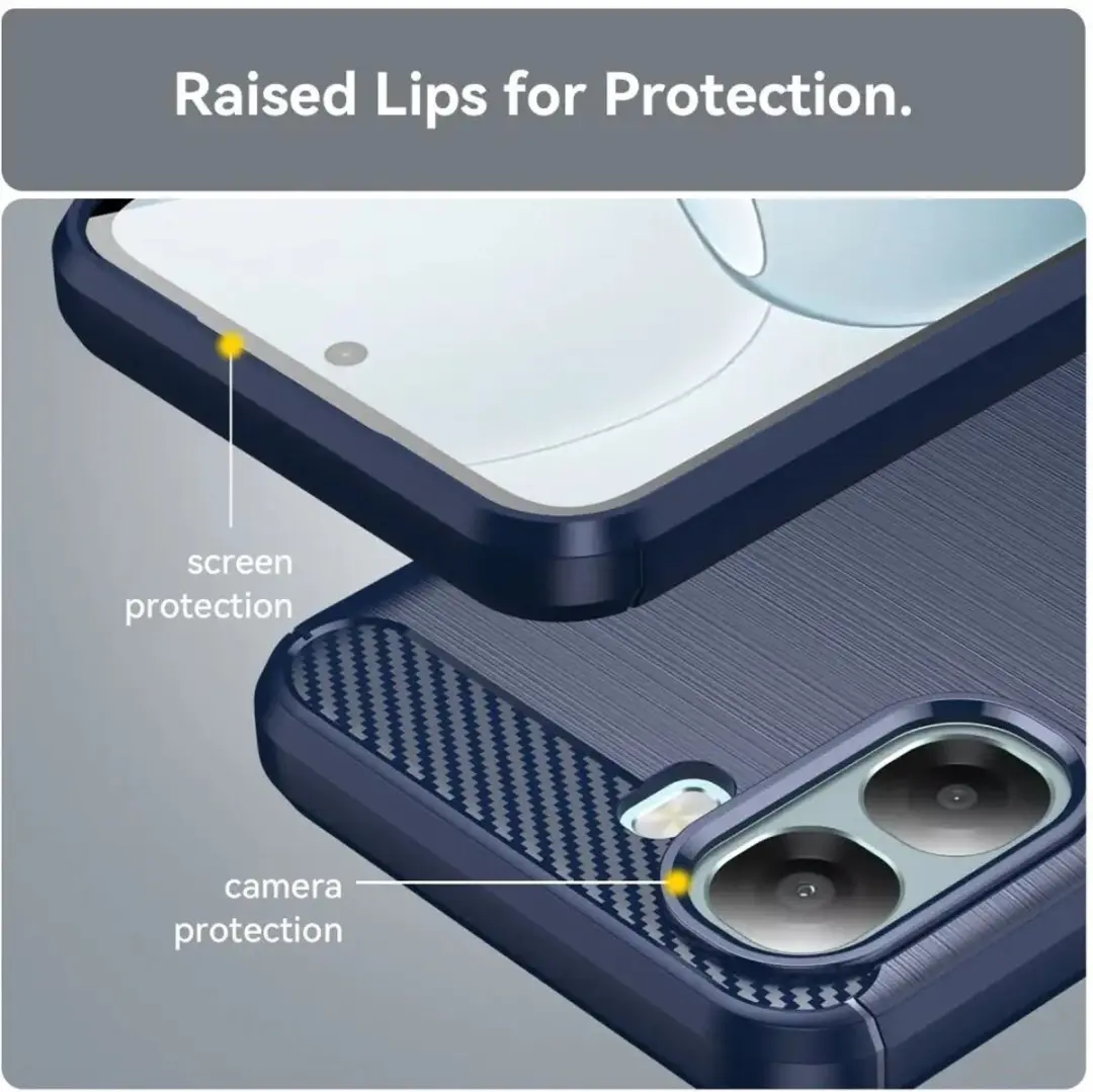 Selected Geborsteld TPU Hoesje Oppo A6x - Blauw - afbeelding 6 van 6