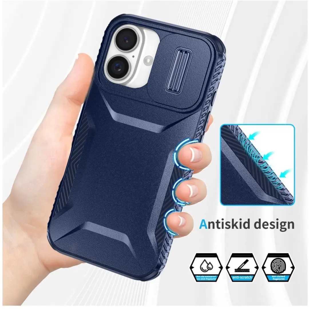 Selected iPhone 16 Hoesje Blauw - Camera Slider
