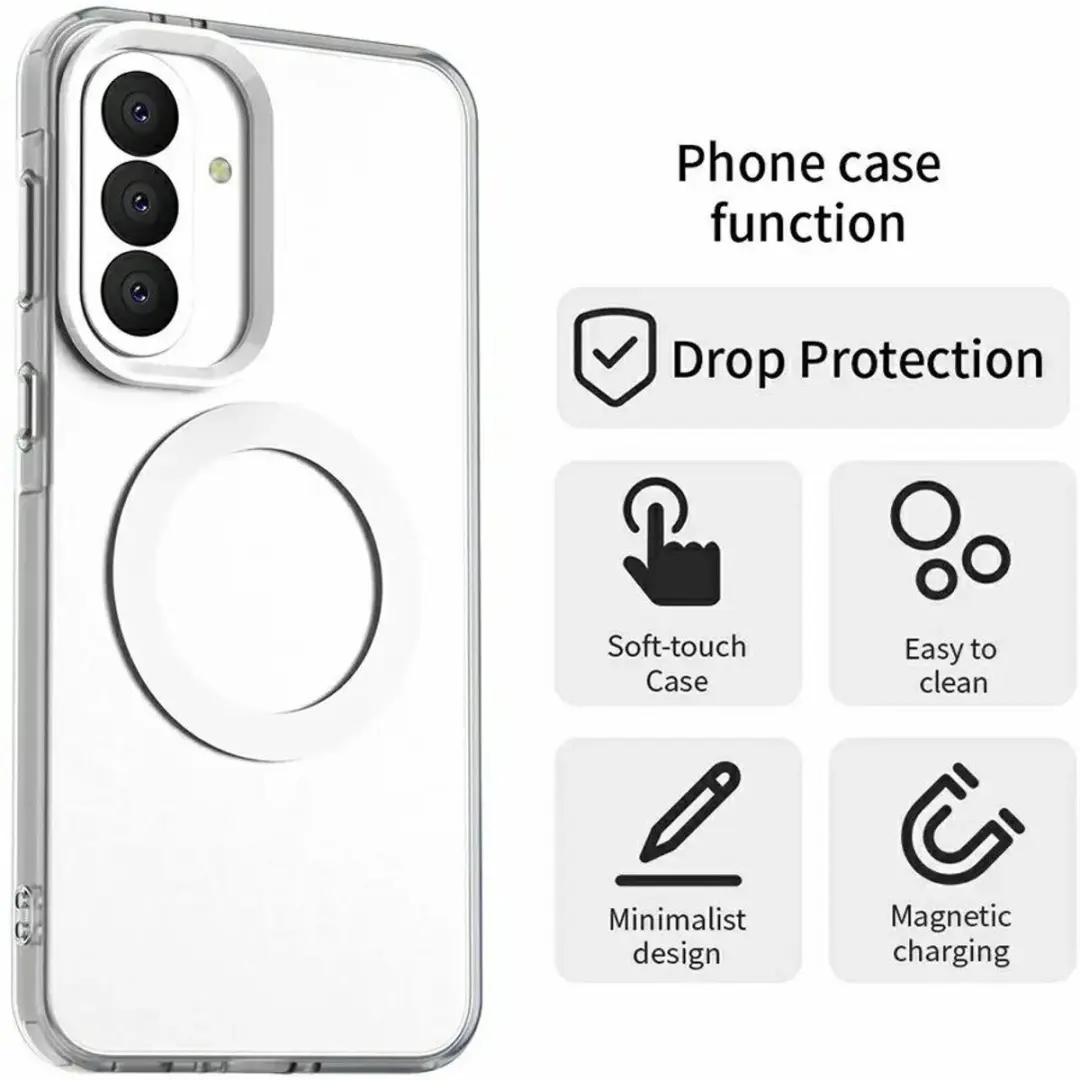 Samsung Galaxy A37 MagSafe Backcover - Wit & Transparant - afbeelding 6 van 6