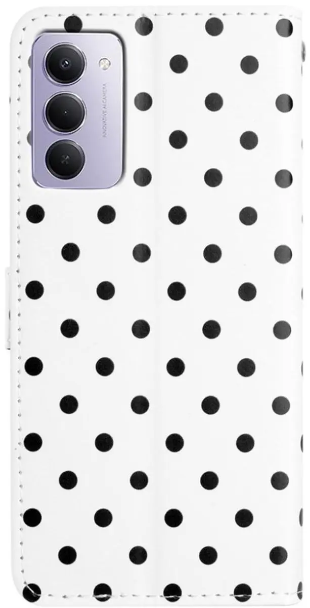 Selected Hoesje Xiaomi Redmi Note 15 5G Polka Dot - 3 Pasjes - Wit