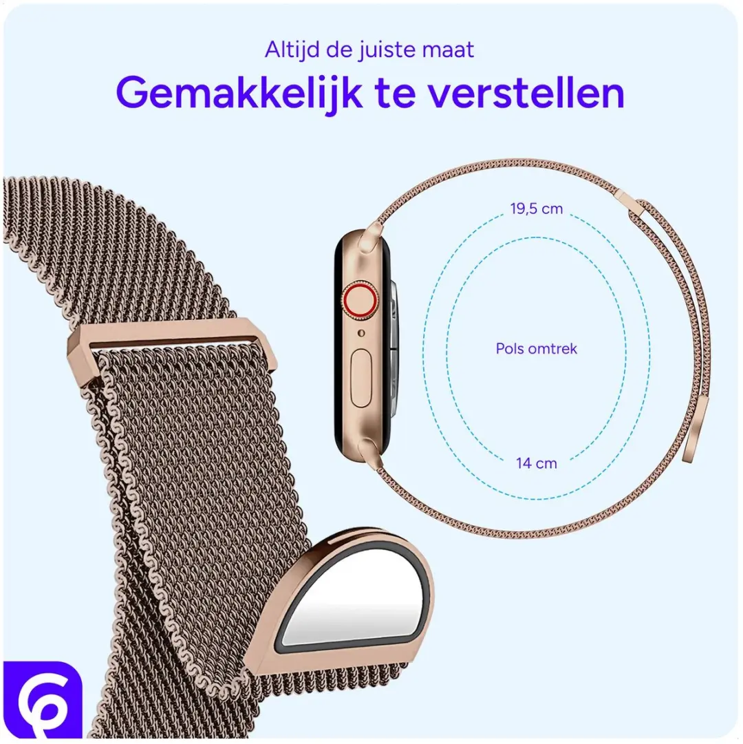 Selected SBG Milanees Apple Watch Bandje - 42/44/45/46/49mm - Roestvrij Staal Rose Goud