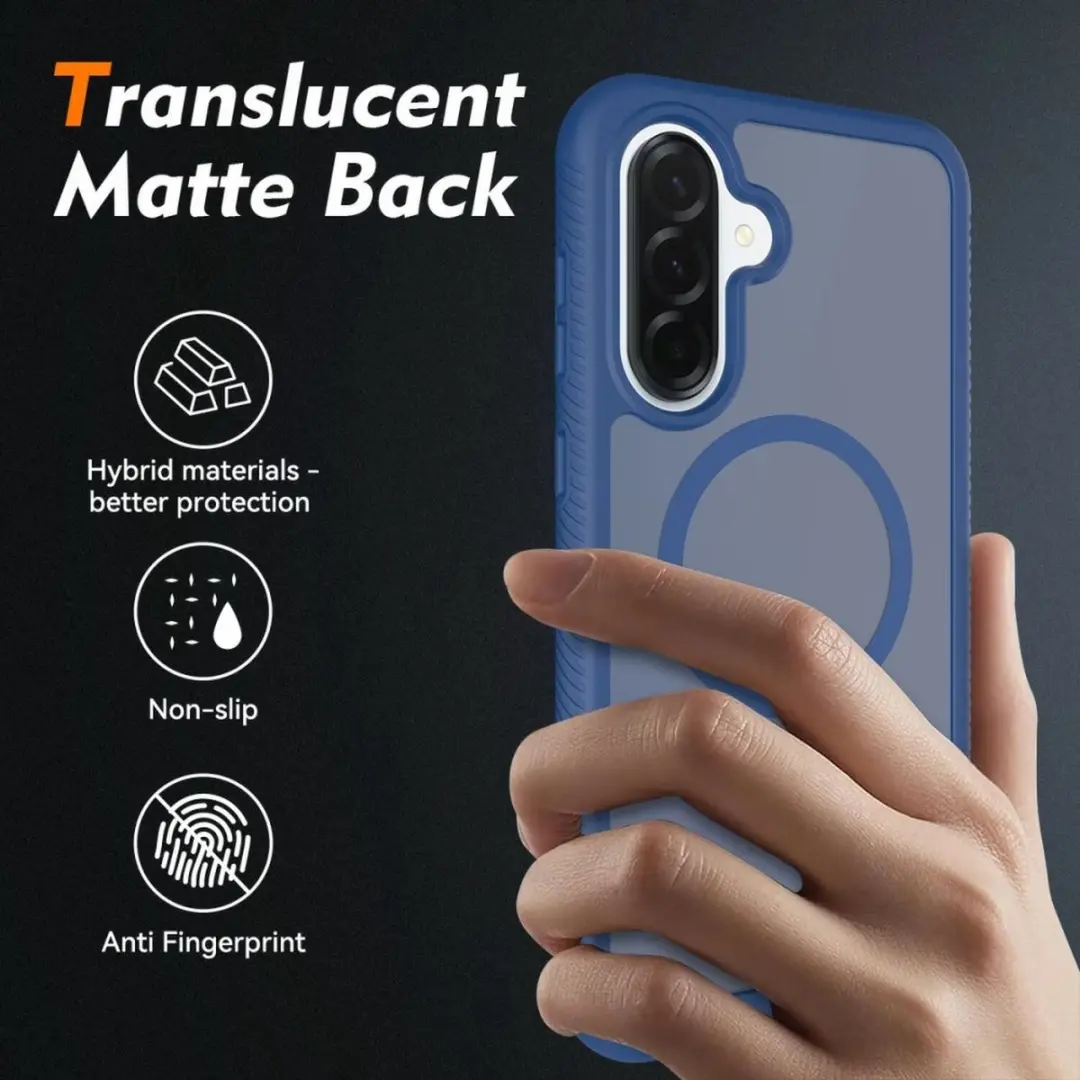 Selected Full Protect 360° Cover Hoesje - Samsung Galaxy A37 - MagSafe/Qi2 - Transparant Blauw