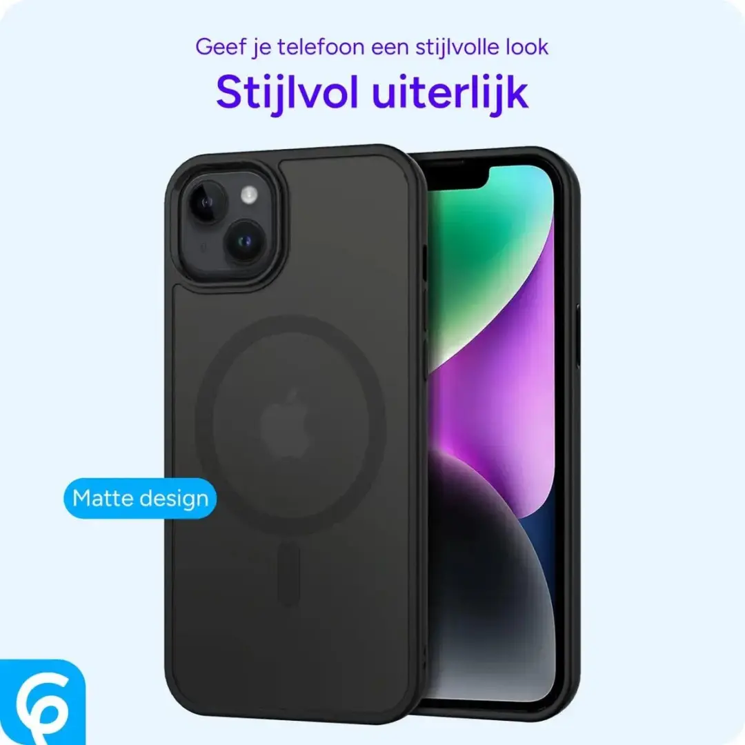 Selected by GSMpunt Apple iPhone 14 Hoesje - Matte Zwart - MagSafe