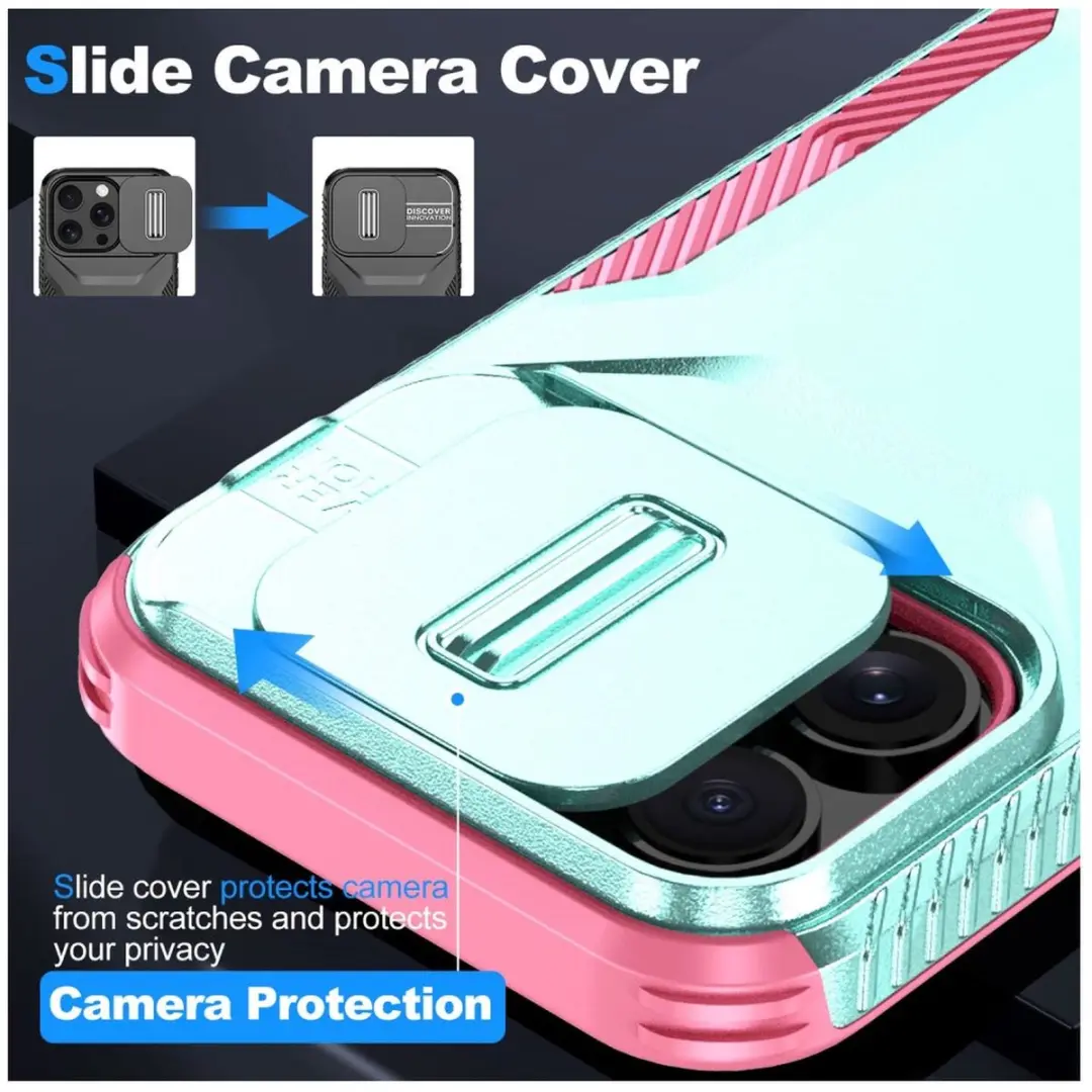Selected iPhone 14 Pro Max Hoesje Blauw Roze - Camera Slider