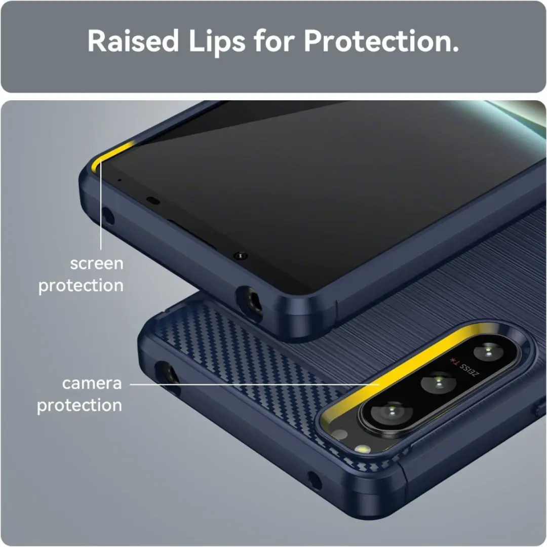 Selected Geborsteld TPU Hoesje Sony Xperia 5 IV - Blauw