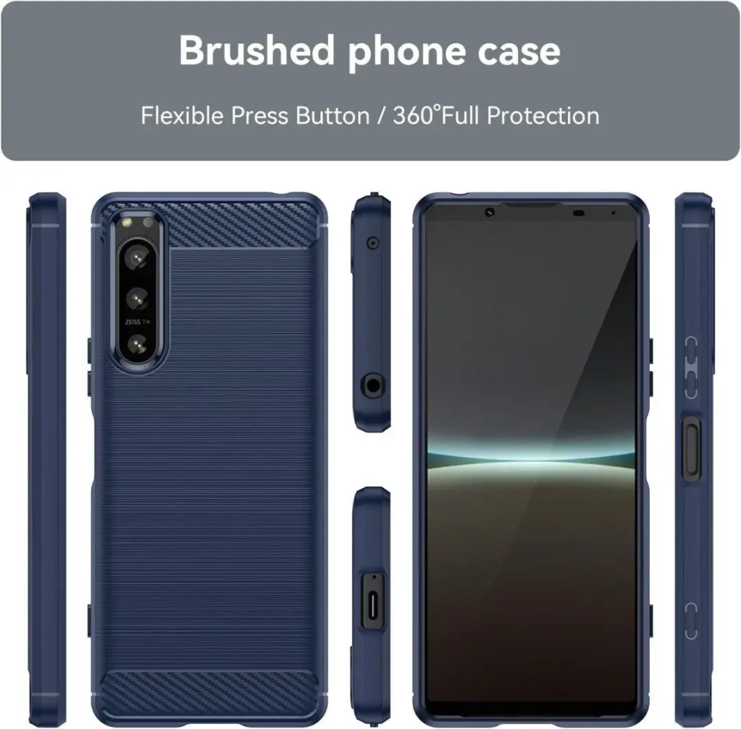 Selected Geborsteld TPU Hoesje Sony Xperia 5 IV - Blauw