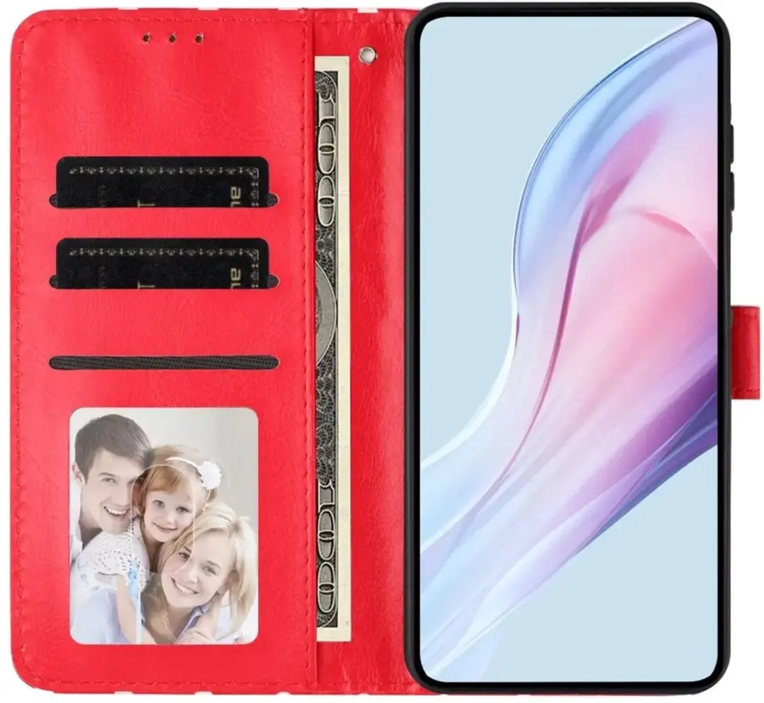 Selected iPhone 17 Pro Max Polka Dot Wallet Book Case - Rood