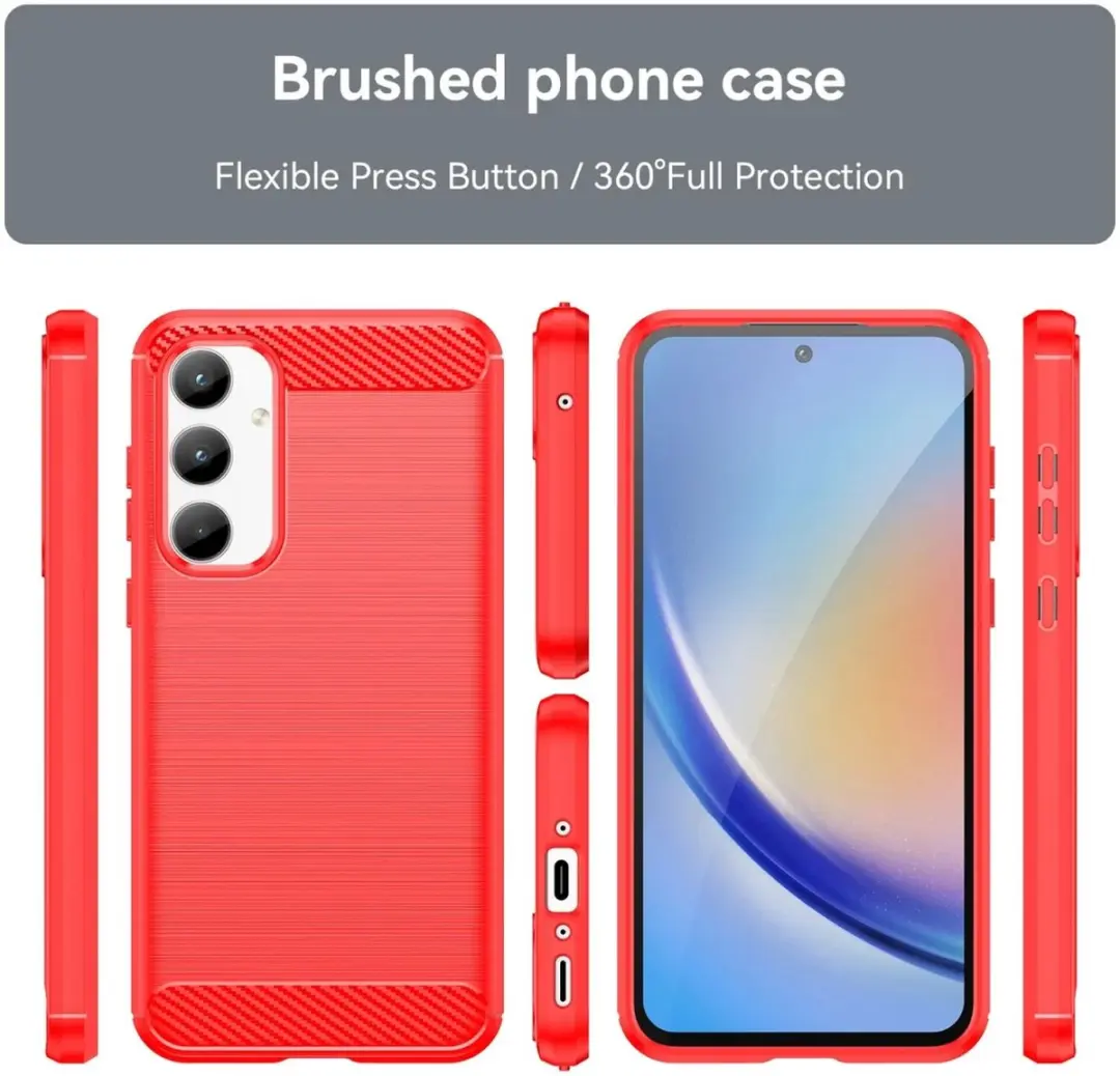 Selected Geborsteld TPU Hoesje Samsung Galaxy A35 - Rood