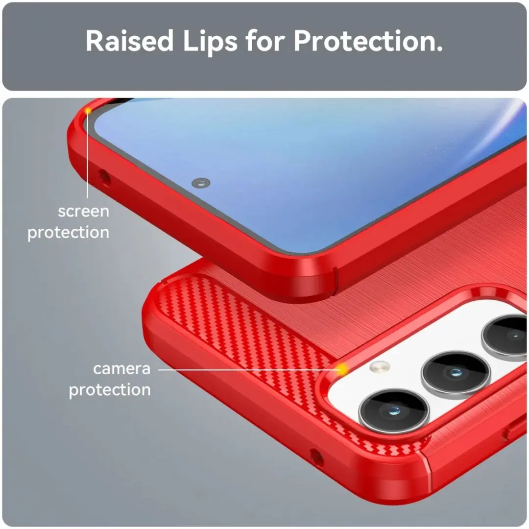 Selected Geborsteld TPU Hoesje Samsung Galaxy A35 - Rood