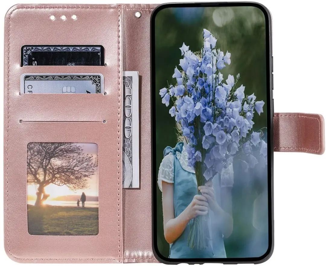 Selected Mandala Book Case Samsung Galaxy A26 - Hoesje Roze Goud