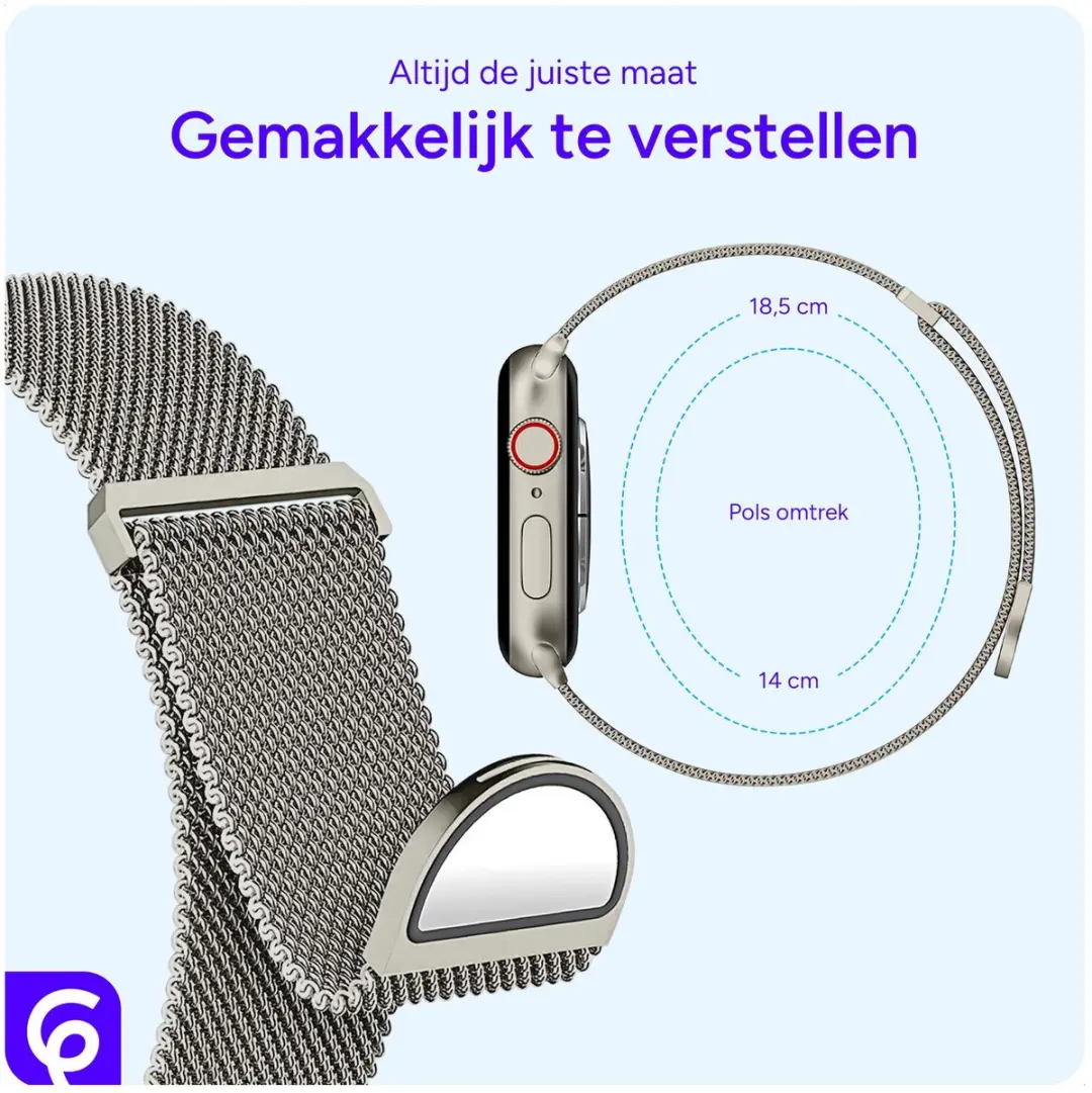 Selected SBG Milanees Horlogebandje Apple Watch - 38-42mm - Roestvrij Staal - Sterrenlicht