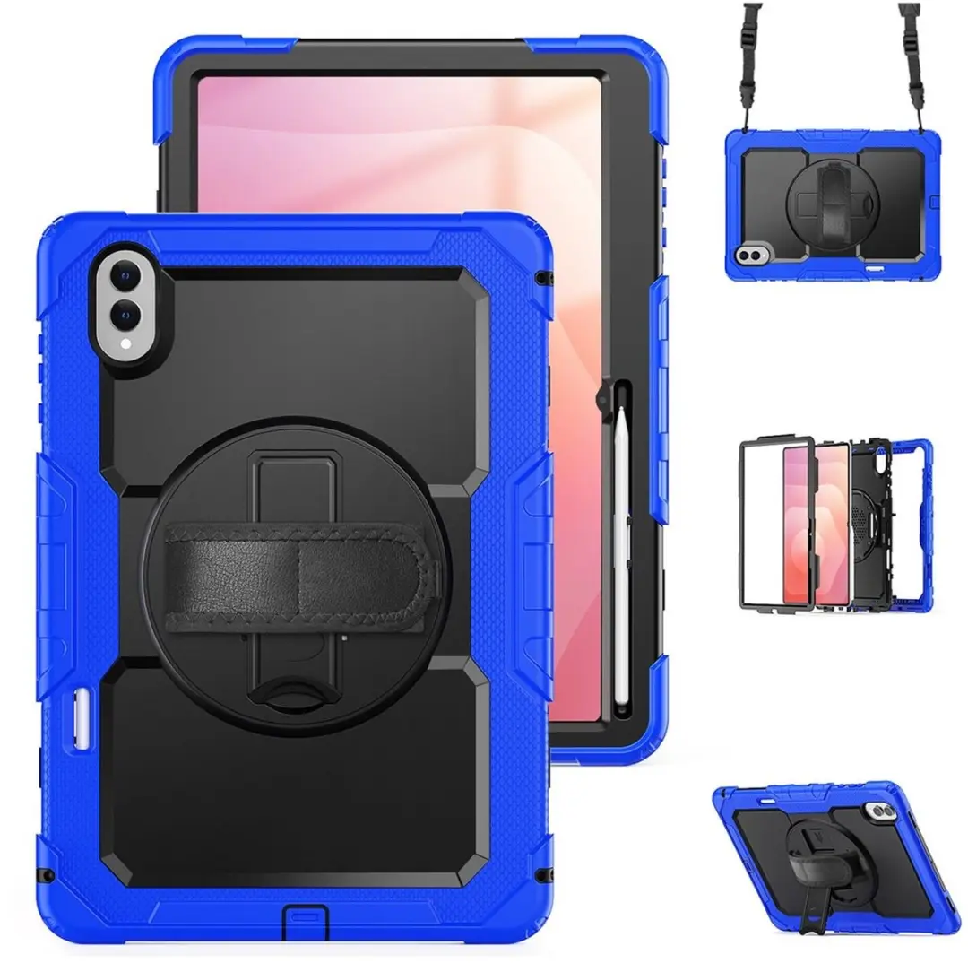 Selected Hoes Samsung Galaxy Tab S11 Ultra - Blauw - met Screenprotector & 360° Handriem