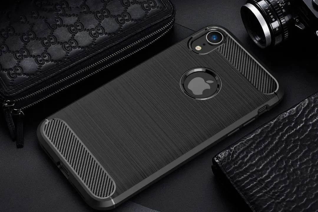 Selected Geborsteld TPU Hoesje iPhone XR - Zwart