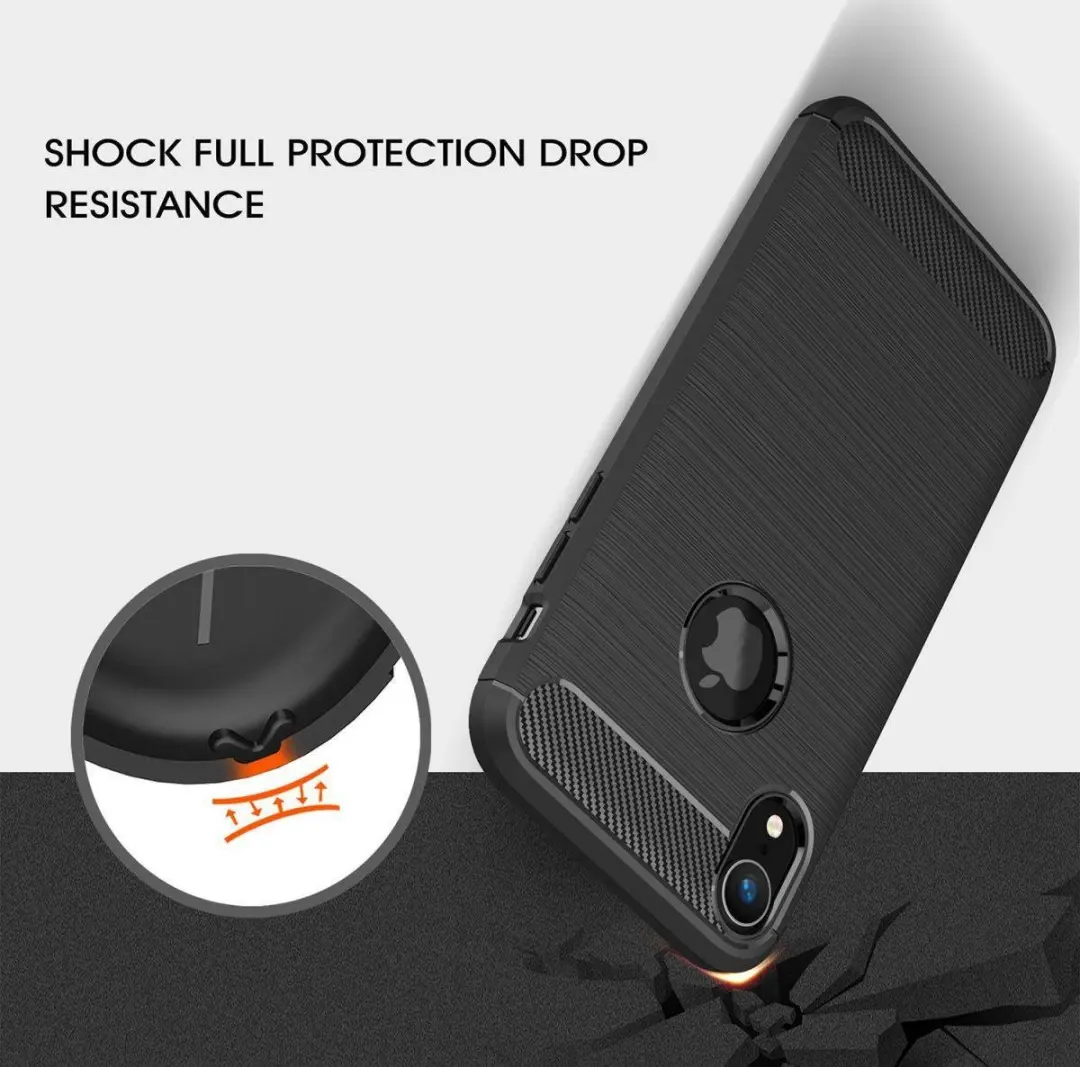 Selected Geborsteld TPU Hoesje iPhone XR - Zwart