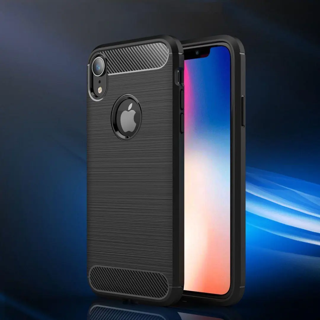Selected Geborsteld TPU Hoesje iPhone XR - Zwart