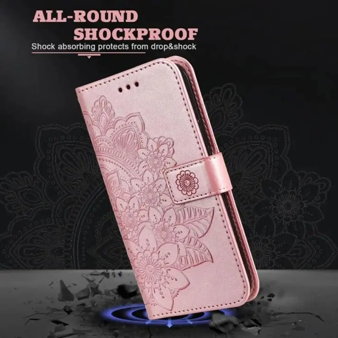 Selected Hoesje Oppo A5 Pro Mandala Book Case - Roze Goud - 3 Pasjes