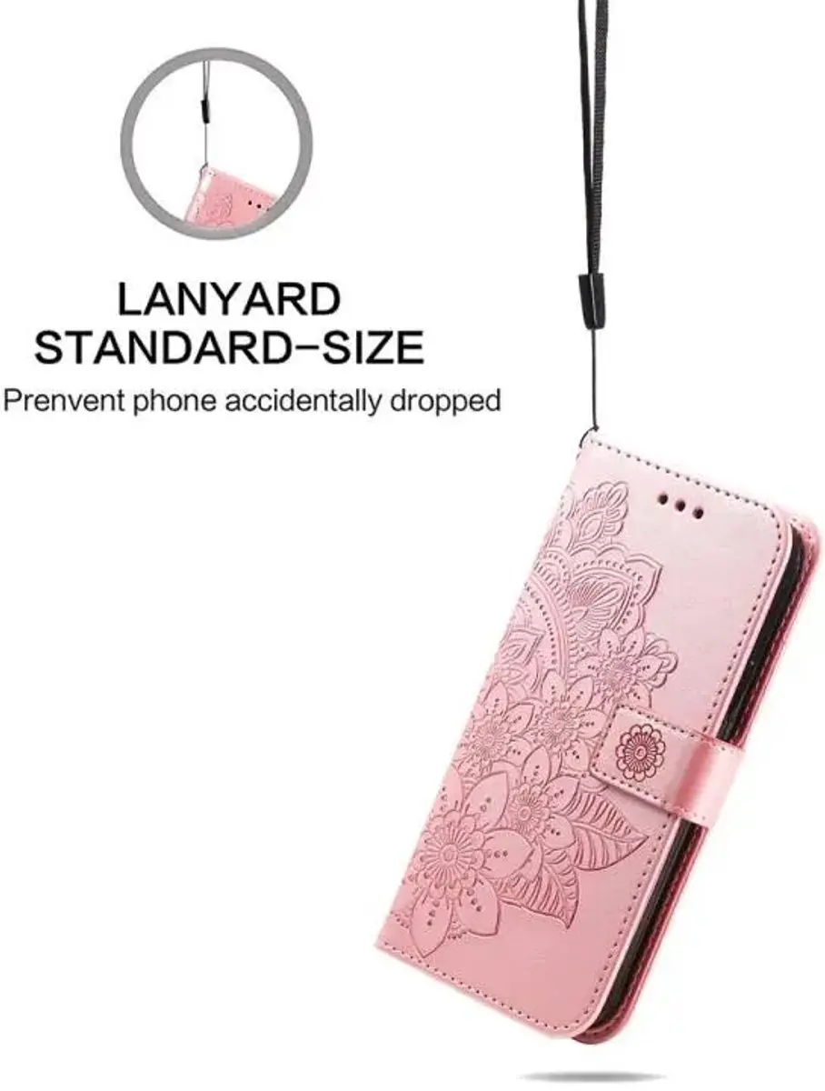 Selected Hoesje Oppo A5 Pro Mandala Book Case - Roze Goud - 3 Pasjes - afbeelding 6 van 6