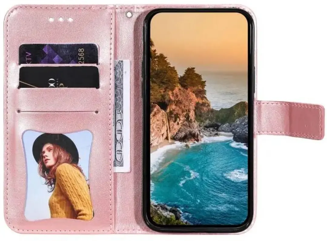 Selected Hoesje Oppo A5 Pro Mandala Book Case - Roze Goud - 3 Pasjes