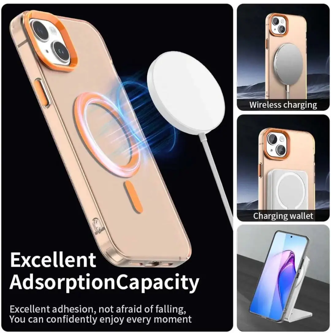 Selected MagSafe Backcover iPhone 15 Plus - Oranje & Transparant