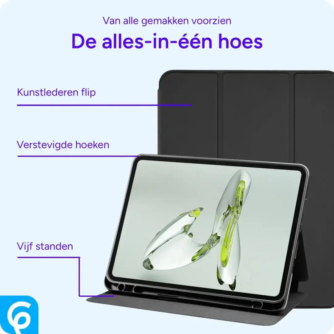 Selected by GSMpunt OnePlus Pad 3 Tablethoes - Luxe Tri-Fold Book Case - Zwart