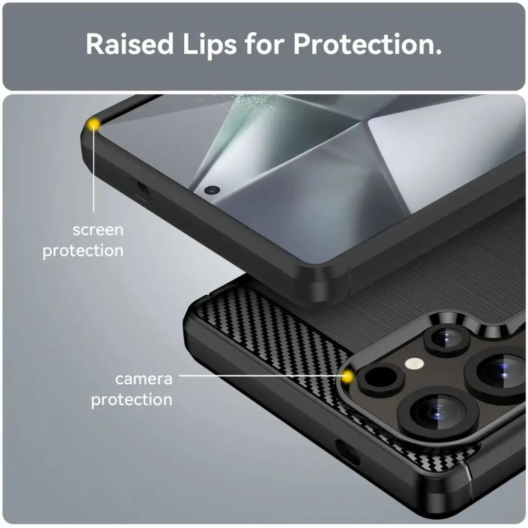 Selected Geborsteld TPU Hoesje Samsung Galaxy S25 Ultra - Zwart
