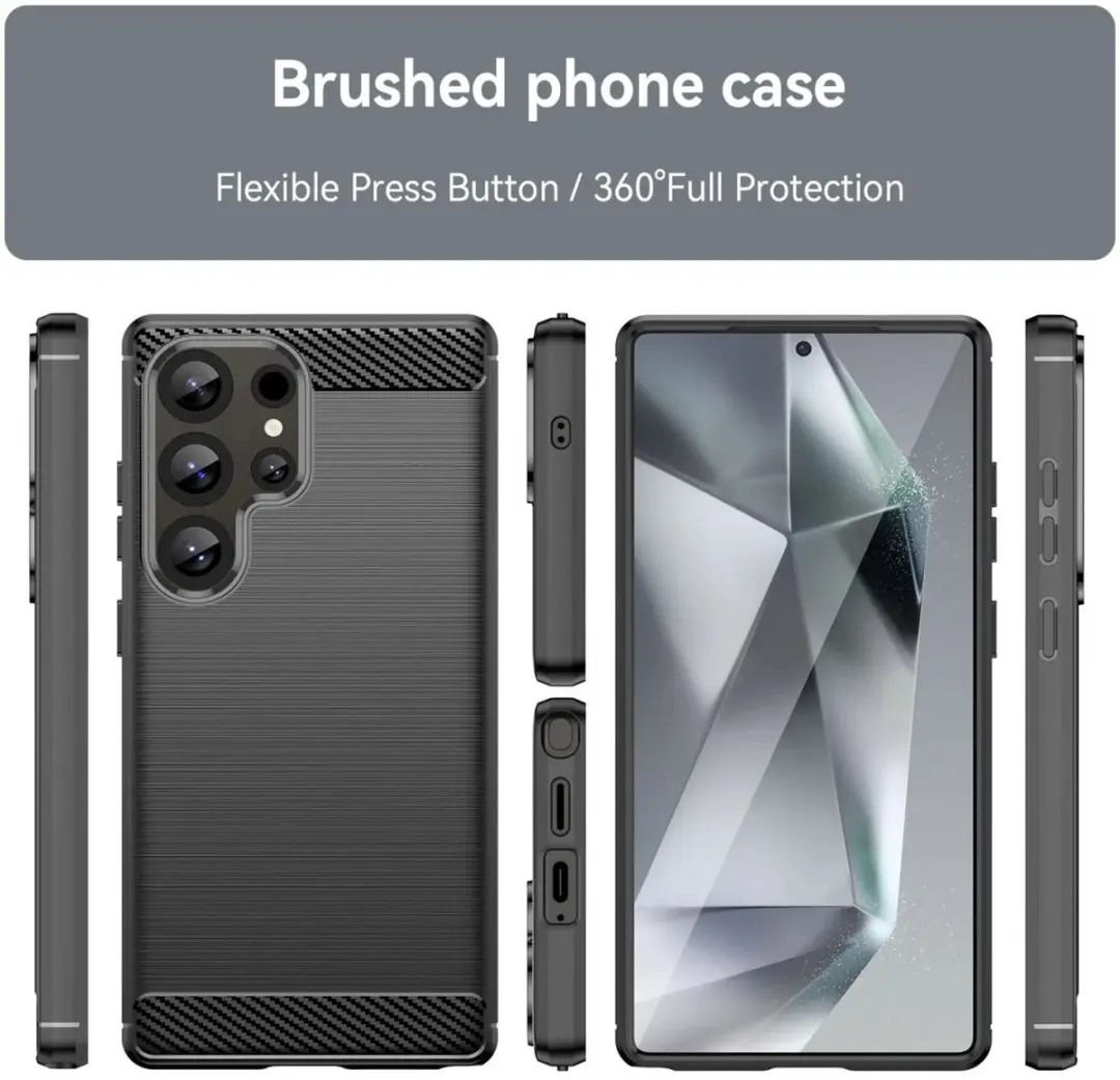 Selected Geborsteld TPU Hoesje Samsung Galaxy S25 Ultra - Zwart