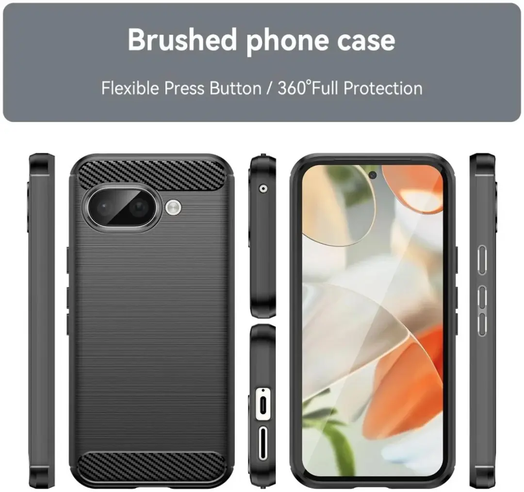 Selected Geborsteld TPU Hoesje Google Pixel 9a - Zwart